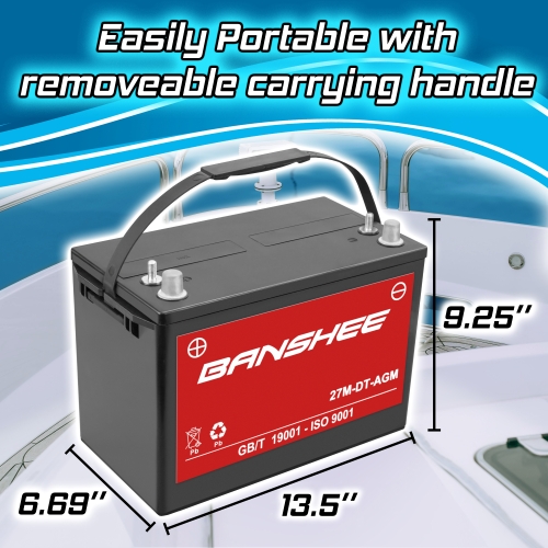 Banshee BCI Group 27M Dual Purpose Deep Cycle Sealed AGM Marine & RV Battery