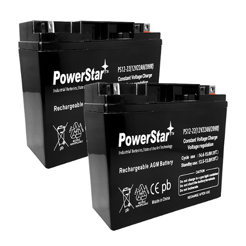 PowerStar--2 Year Warranty 12V 22AH SLA Battery for Pride Mobility Go-Go Elite - 2pk