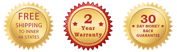 free shipping inner 48 states, 2 year warranty, 30 day money back guarantee 
