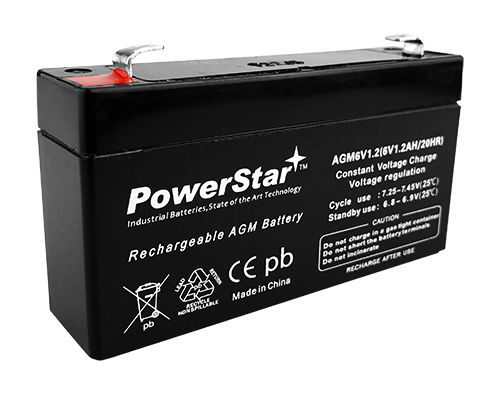 PowerStar 6V 1.2AH SLA AGM battery replaces Interstate SLA0865