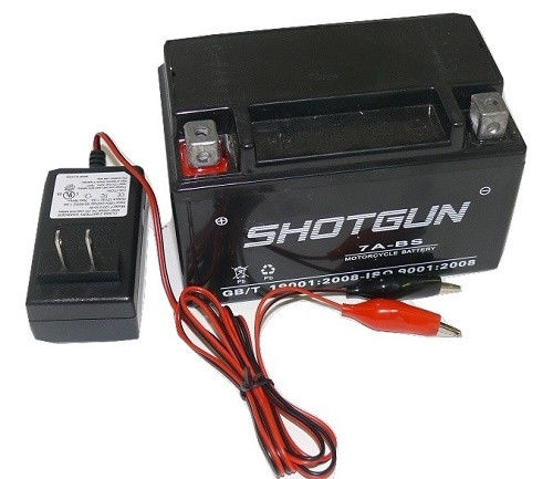 Shotgun YTX7A-BS 12V 6AH Sealed AGM Battery and Charger Combo for Motorcycle