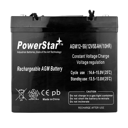 PowerStar AGM SEALED Replacement Battery for Mobility Scooters 12V 55AH 22NF 1