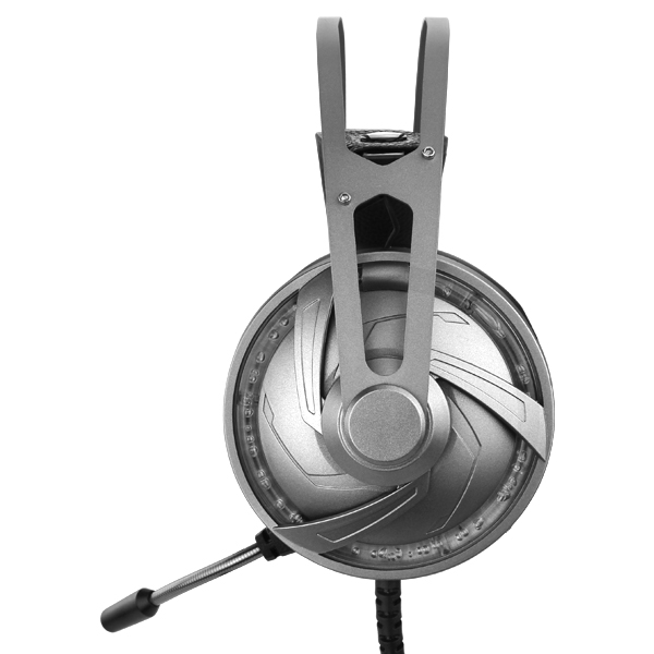 Silver PC Gaming Headset With Built-In Mic & RGB LED Lights