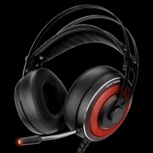 Black PC Gaming Headset With Built-In Mic & RGB LED Lights