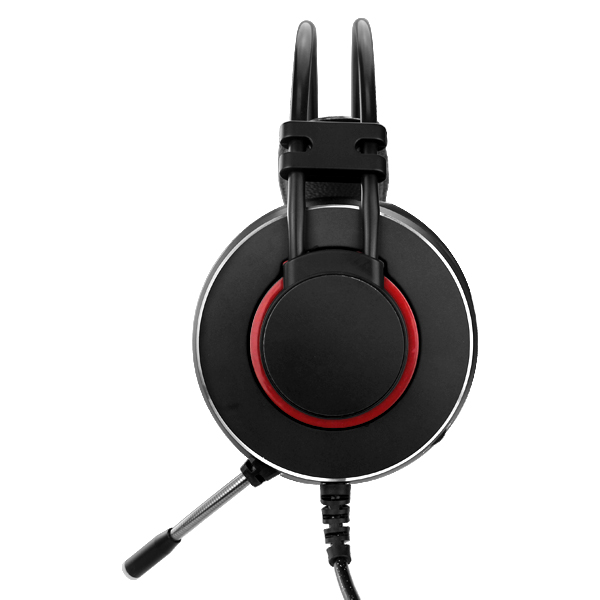 Black PC Gaming Headset With Built-In Mic & Red LED Lights
