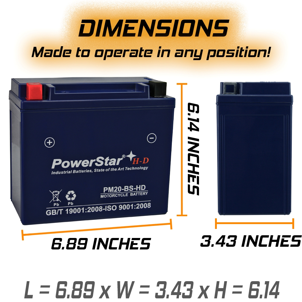 YTX20-BS Battery by PowerStar H-D 285CCA 5