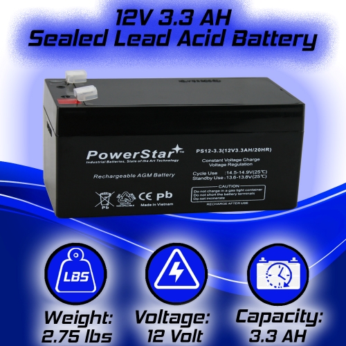 12v 3.3ah sla Battery replaces bp3-12 bp3.6-12 cf12v2.6 cfm12v3 cp1232