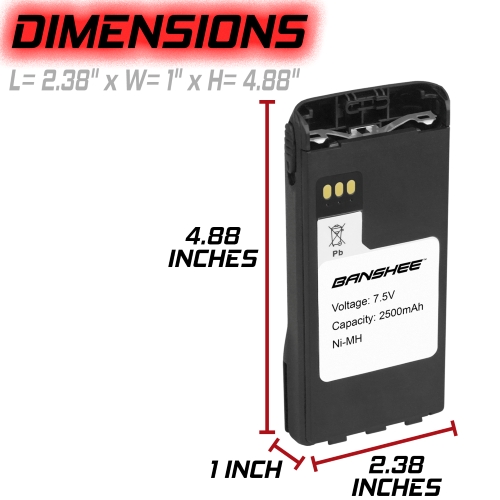 Banshee 2500mAh Ni-MH NTN9815 NTN9858 Battery for MOTOROLA XTS1500 XTS2500 Radio 6
