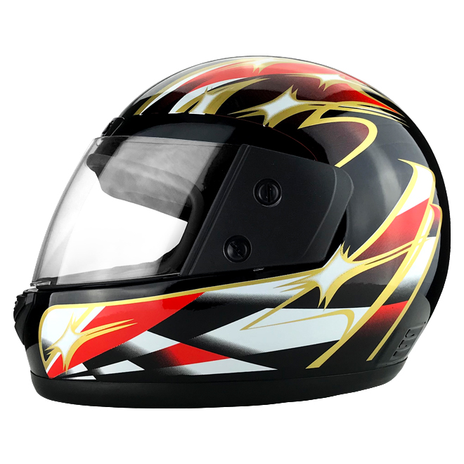Full Face Racing Helmet With Flip Up Visor Gloss Black