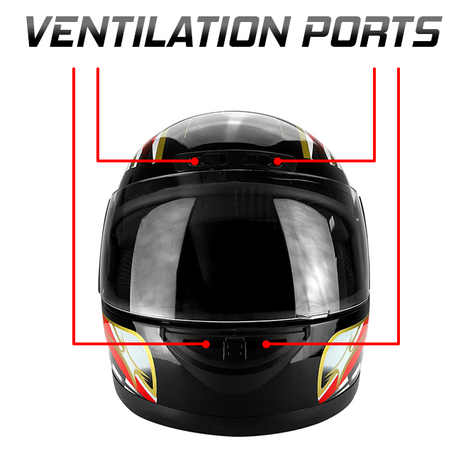 Full Face Racing Helmet With Flip Up Visor Gloss Black