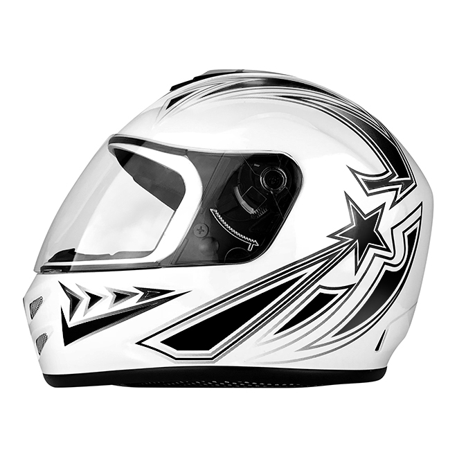 Full Face Motorcycle Helmet With Flip Up Visor Gloss White / Black