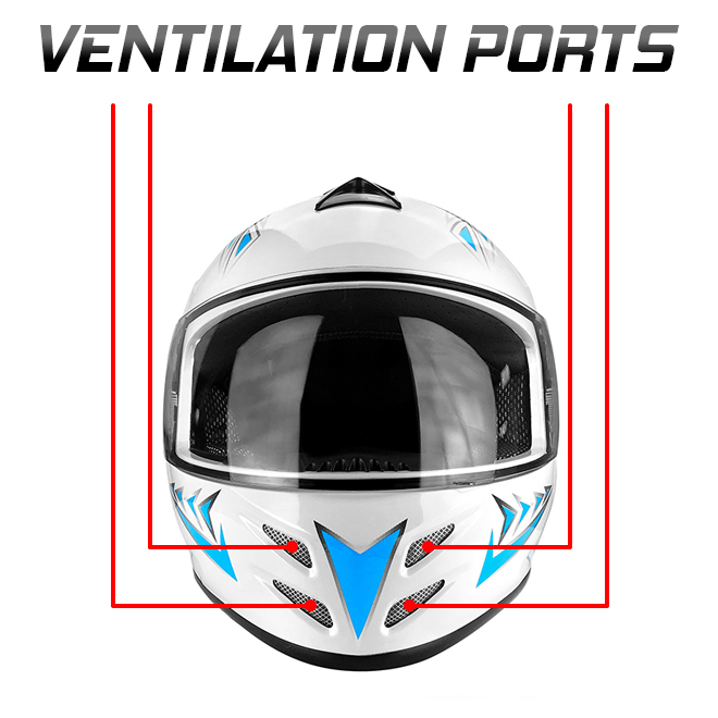 Full Face Motorcycle Helmet With Flip Up Visor Gloss White / Blue