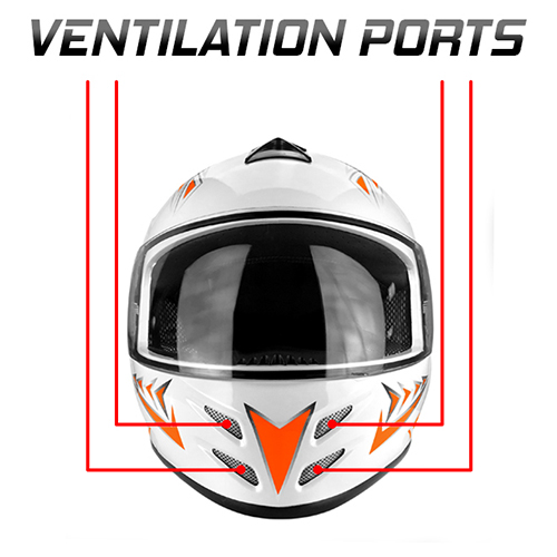Full Face Motorcycle Helmet With Flip Up Visor Gloss White / Orange