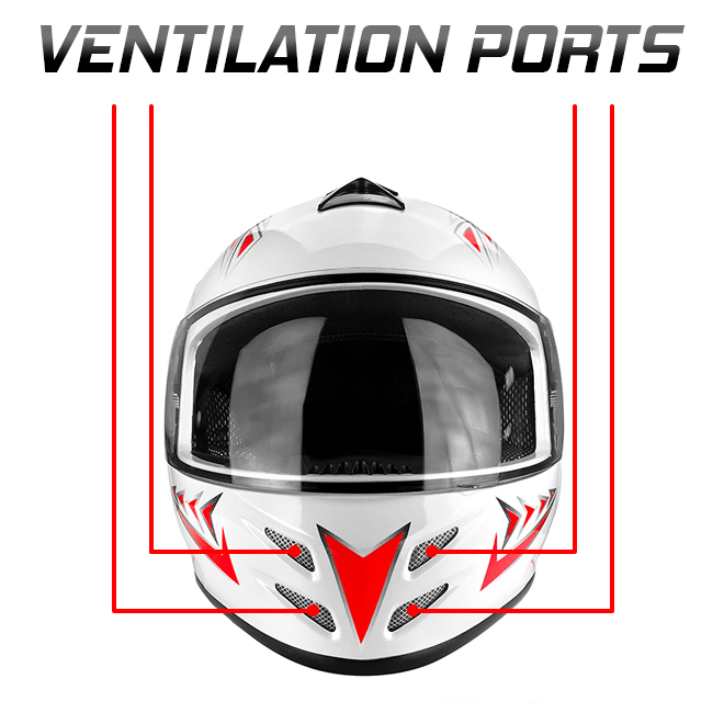 Full Face Motorcycle Helmet With Flip Up Visor Gloss White / Red