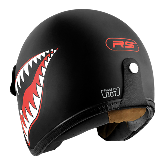 Open Face 3/4 Helmet - Flat Black Shark