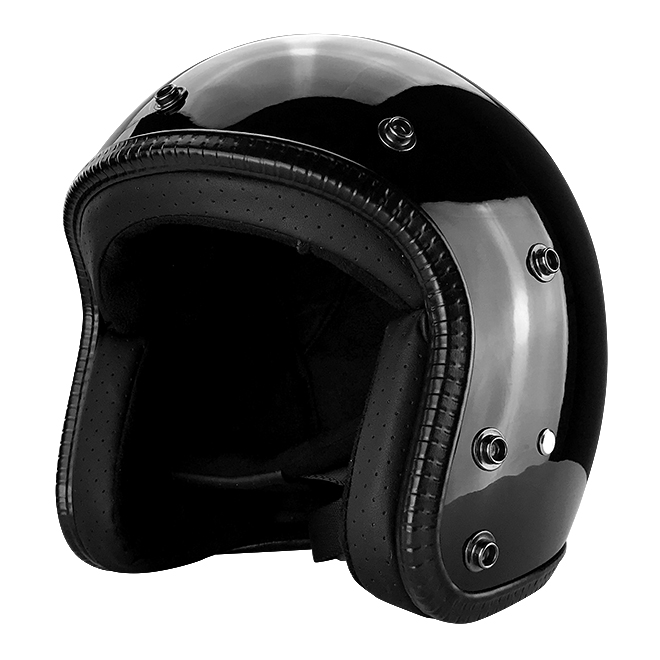 3/4 Open Face Motorcycle Helmet With Off Road Visor Gloss Black