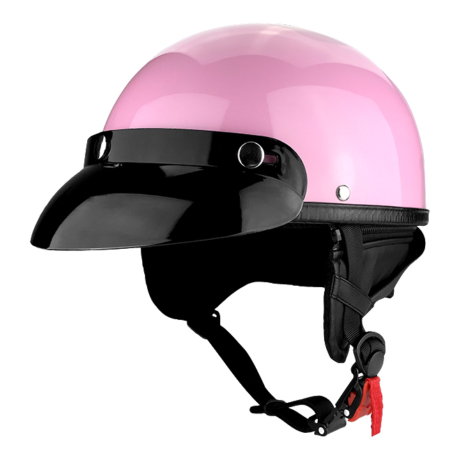 Half Motorcycle Helmet Gloss Pink