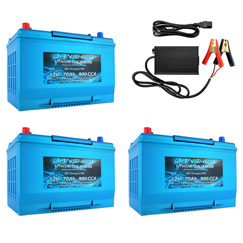 Banshee Lithium ion LifePo4 Battery Kit, 36V 70Ah (In Series), 210Ah (In Parallel), Group 27M - For Solar Power, RV, & Off-Grid Applications
