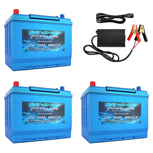 Banshee Lithium ion LifePo4 Battery Kit, 36V 50Ah (In Series), 150Ah (In Parallel), Group 34M - For Solar Power, RV, & Off-Grid Applications