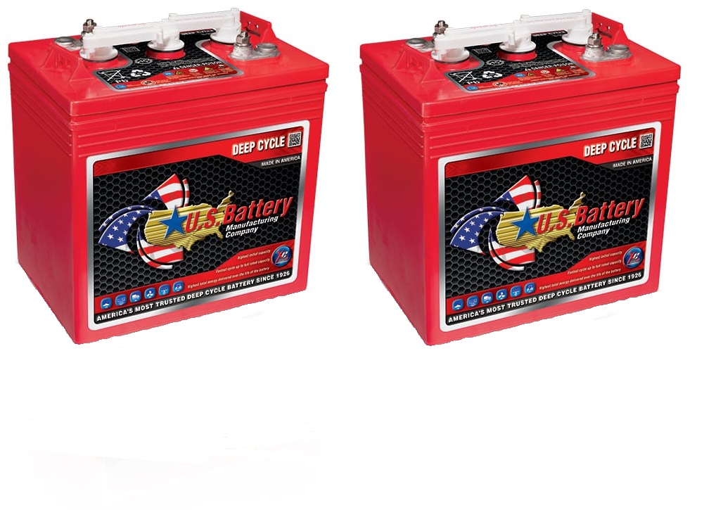 US Battery US2220XC T-105 6V Volt Deep Cycle Golf Cart, Solar, Marine, RV and Industrial Use Battery - 2 Pack