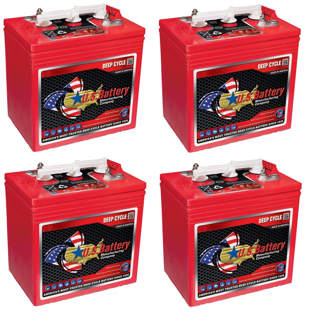 US Battery US2220XC T-105 6V Volt Deep Cycle Golf Cart, Solar, Marine, RV and Industrial Use Battery - 4 Pack