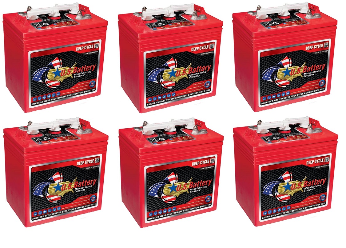 US Battery US2220XC T-105 6V Volt Deep Cycle Golf Cart, Solar, Marine, RV and Industrial Use Battery - 6 Pack