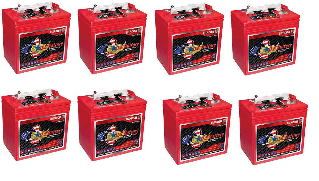 US Battery US2220XC T-105 6V Volt Deep Cycle Golf Cart, Solar, Marine, RV and Industrial Use Battery - 8 Pack