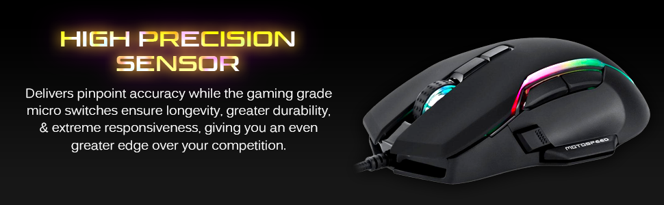 Wired Gaming Mouse RGB Spectrum Backlit Ergonomic Mouse Programmable Buttons up to 12000 DPI for Windows PC Gamers