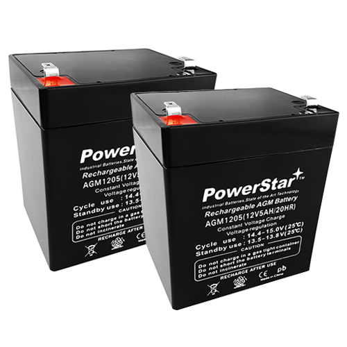 PowerStar--2 Pack DJW12-4.5 12 Volt 5 AmpH SLA Replacement Battery