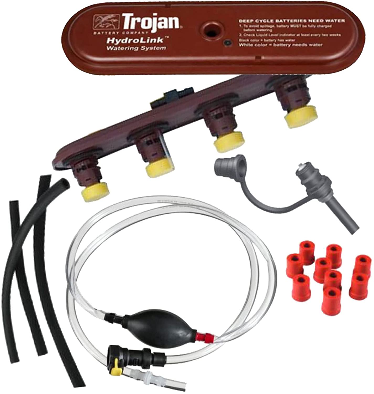 Trojan HydroLink Watering System for 48V Club Car 8V Battery Kit, Plus HANDPUMP