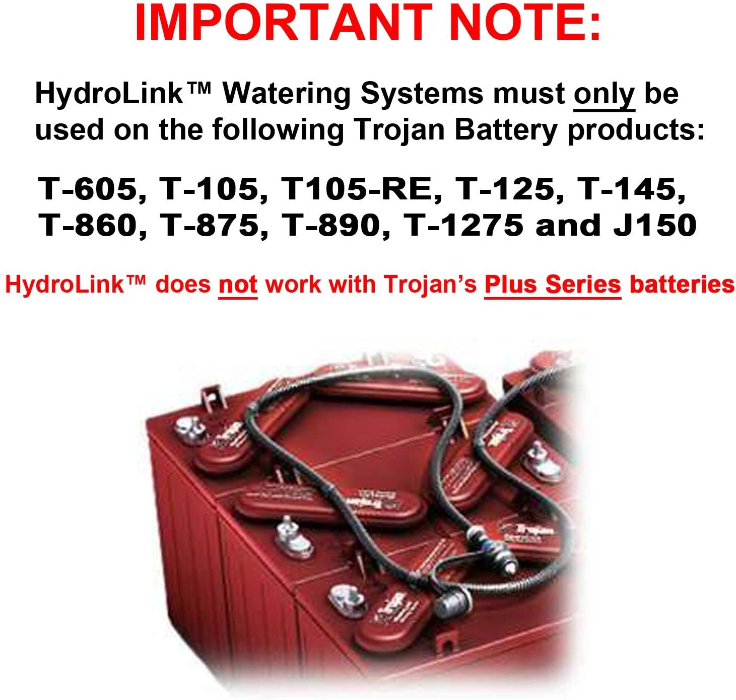 Trojan HydroLink Watering System for 36V EZ-Go RXV 6V Battery Kit Plus HANDPUMP
