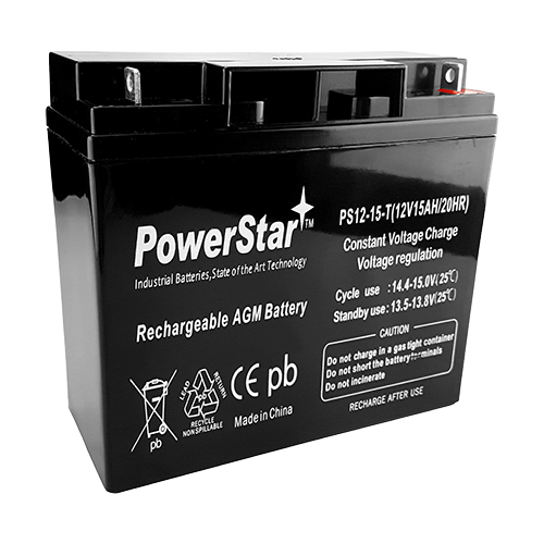 PowerStar 12V 15Ah Sealed Lead Acid Scooter Battery D5745 40648 WP18-12 6FM18