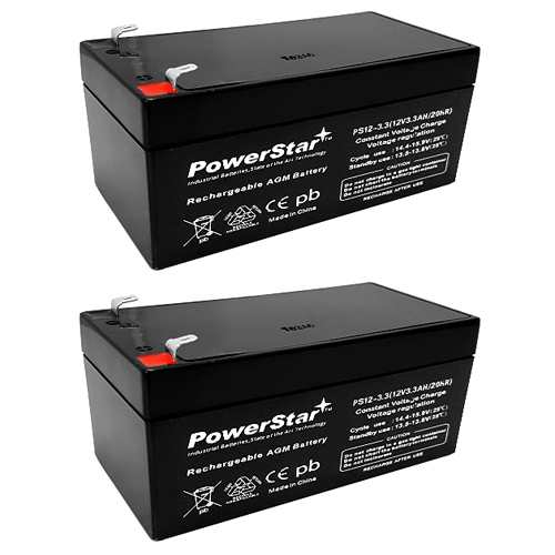 12V 3.3AH SLA Battery replaces wp3-12 bp3-12 pc1230 - 2PK