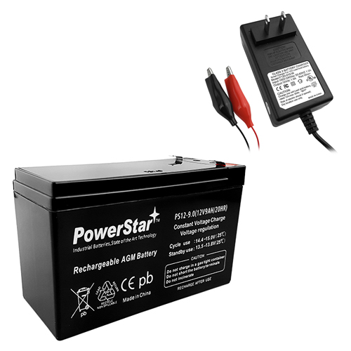 PowerStar-- Peg Perego 12 Volt 12V 9AH SLA SLA Battery & 12V 1A Charger COM