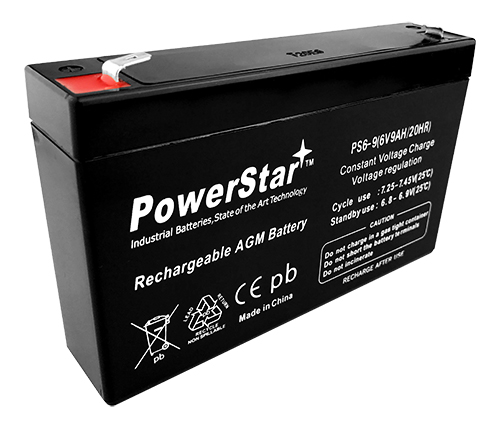 PowerStar UB670 6 Volt 6V 9Ah SLA Sealed Lead Acid Battery for Emergency Lights