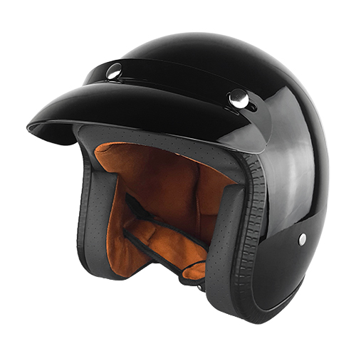 Half Face Black Three Quarter Motorcycle Helmet