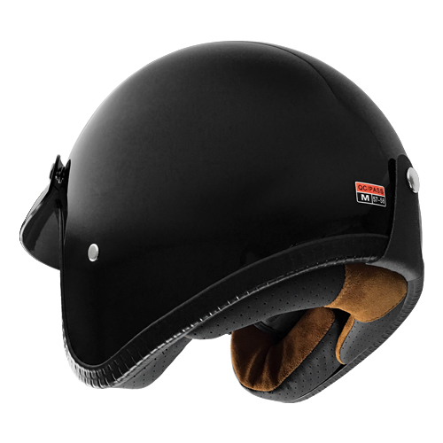 3/4 Open Face Motorcycle Helmet With Visor Gloss Black 2