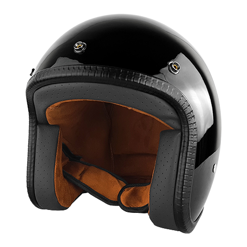3/4 Open Face Motorcycle Helmet with Visor Black Gloss
