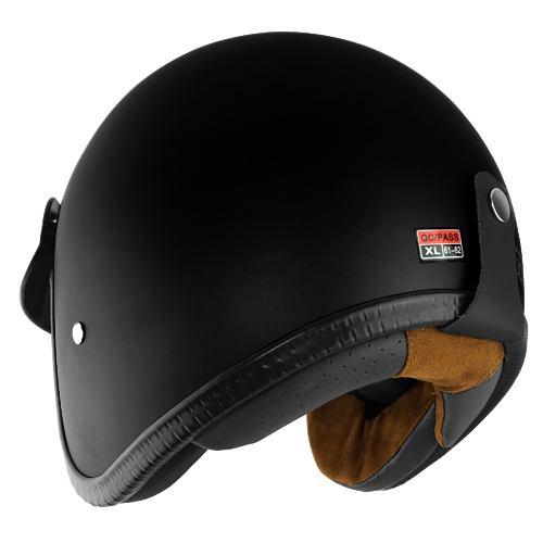 Open Face Black Matte 3/4 Motorcycle Helmet