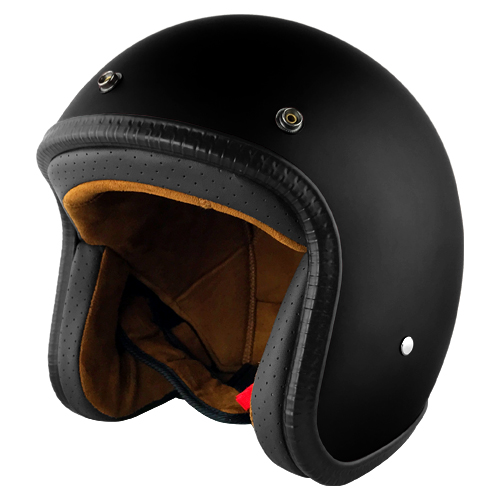 3/4 Open Face Motorcycle Helmet with Visor Flat Black
