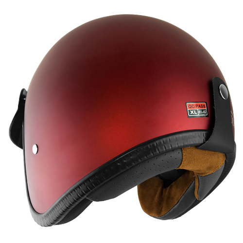 3/4 Open Face Motorcycle Helmet With Visor Matte Finish Rust Red 2