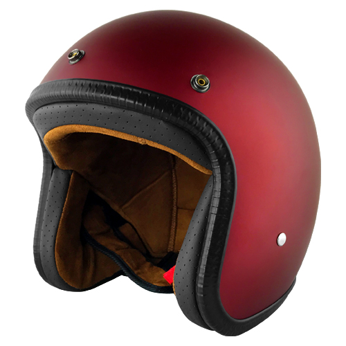 3/4 Open Face Motorcycle Helmet With Visor Matte Finish Rust Red 3