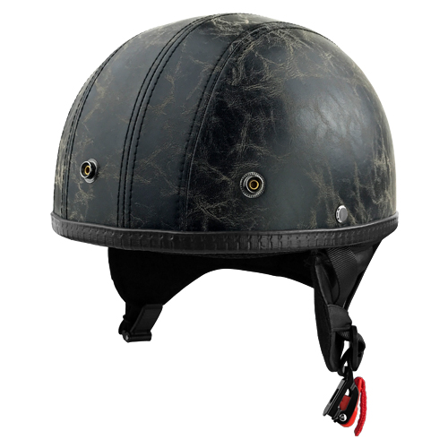 Half Motorcycle Helmet With Visor PU Worn Leather Grey 3