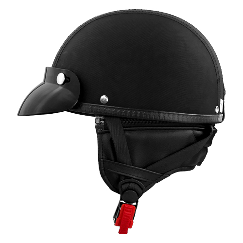 Half Motorcycle Helmet With Visor Black Canvas 1