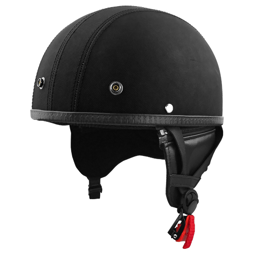 Half Motorcycle Helmet With Visor Black Canvas 3