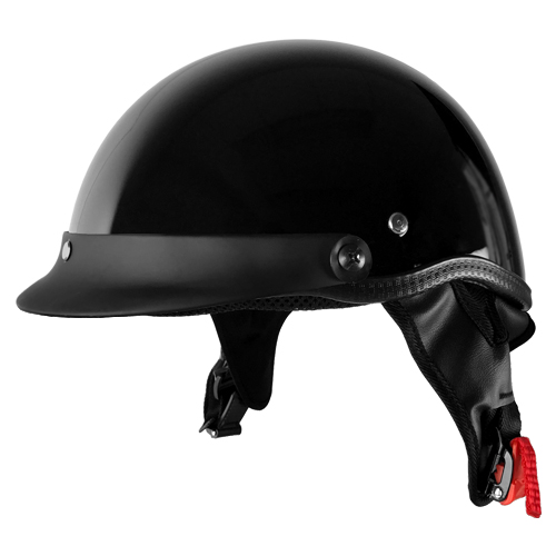 Half Motorcycle Helmet With Visor Black Gloss