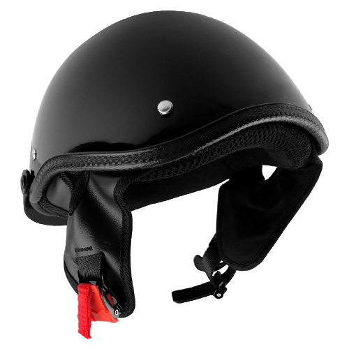 Half Motorcycle Helmet With Visor Black Gloss 2