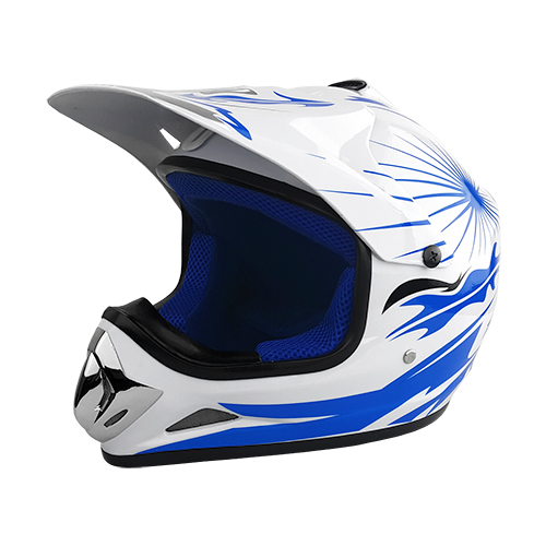 Off Road Motocross Motorcycle Helmet White Blue