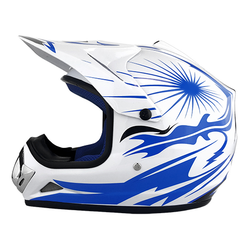 Off Road Motocross Motorcycle Helmet White Blue 1