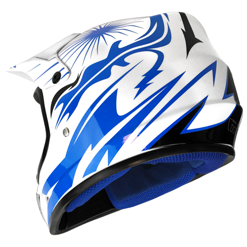 Off Road Motocross Motorcycle Helmet White Blue 2